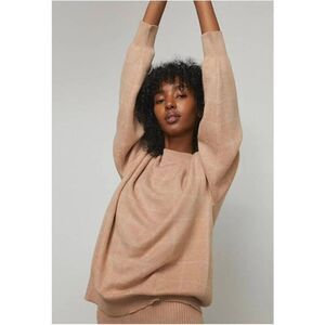 Lunya Cozy Silk Cotton Pullover Sweater in Nutmeg Tan Size Medium